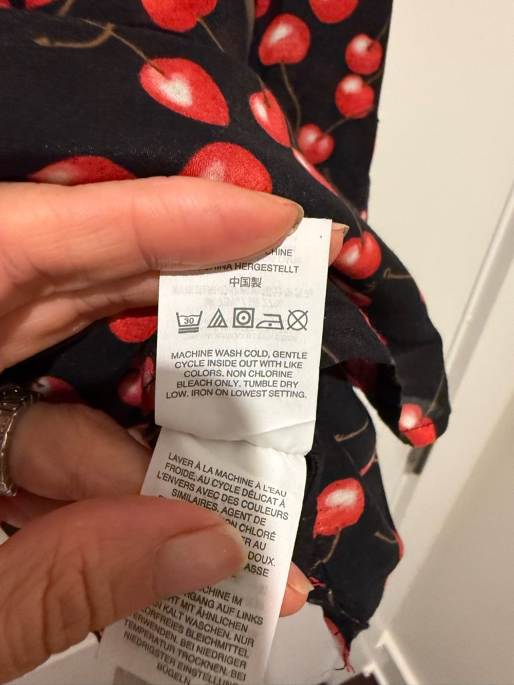 J. Crew Black Blouse with Red Cherry Print - Picture 6 of 8